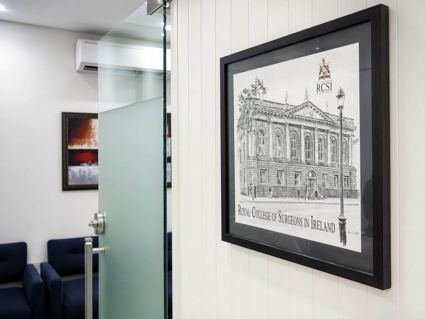 Waiting area framed wall art